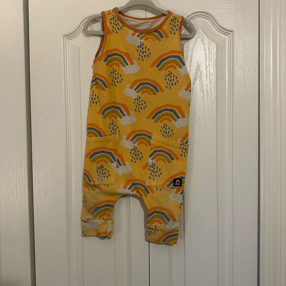 Rags to Raches Yellow Rainbow Print One-Piece